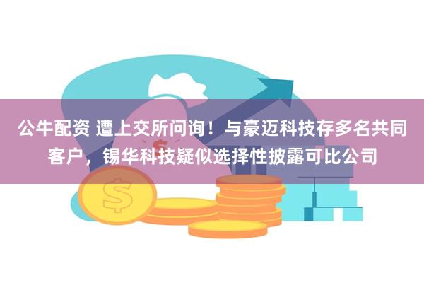 公牛配资 遭上交所问询！与豪迈科技存多名共同客户，锡华科技疑似选择性披露可比公司